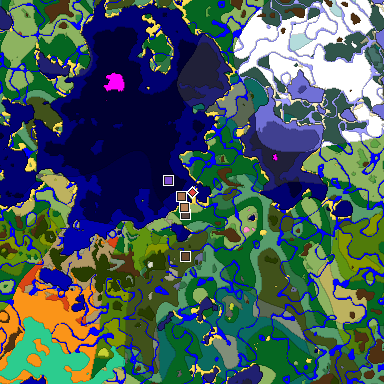 Predicted biome map of Java 26.3 seed -9102422948947900871 around estimated spawn