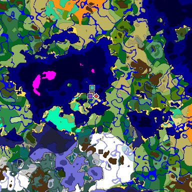 Predicted biome map of Java 26.3 seed -6676951020526568106 around estimated spawn