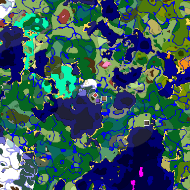 Predicted biome map of Java 26.3 seed -4283982698956457079 around estimated spawn