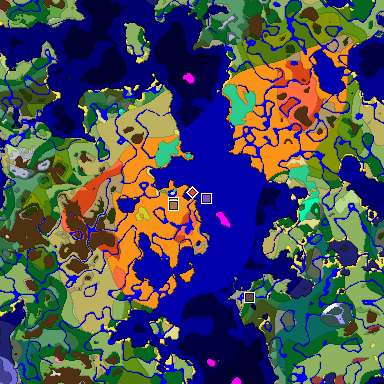Predicted biome map of Java 26.3 seed 1576214921437418160 around estimated spawn