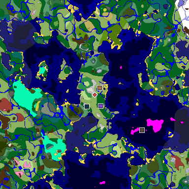 Predicted biome map of Java 26.3 seed 9111531358380975295 around estimated spawn