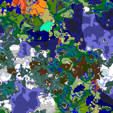 Predicted biome map of Java 26.3 seed 4960603932139152920 around estimated spawn