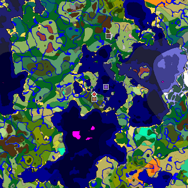 Predicted biome map of Java 26.3 seed -9035463220057240431 around estimated spawn