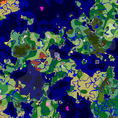 Predicted biome map of Java 26.3 seed -4149456549349865741 around estimated spawn