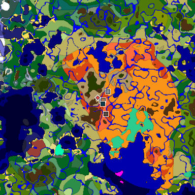 Predicted biome map of Java 26.3 seed 25335949036994980 around estimated spawn