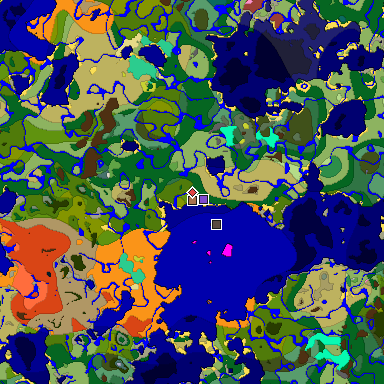 Predicted biome map of Java 26.3 seed 6527566533709525334 around estimated spawn