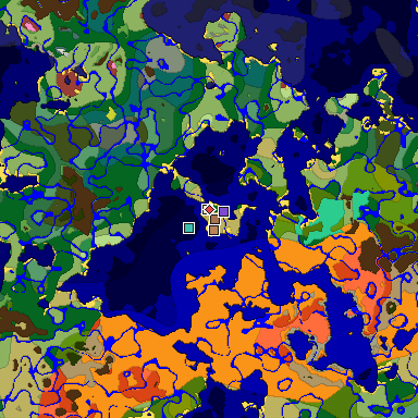 Predicted biome map of Java 26.3 seed -8037322086832127771 around estimated spawn