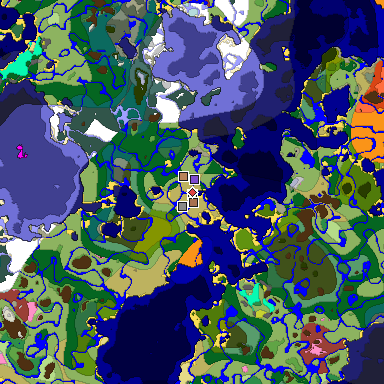 Predicted biome map of Java 26.3 seed 2139129404434400952 around estimated spawn