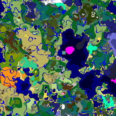 Predicted biome map of Java 26.3 seed 1390263290954524935 around estimated spawn