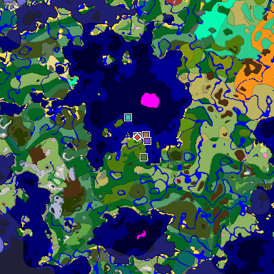 Predicted biome map of Java 26.3 seed -7729229111427706078 around estimated spawn