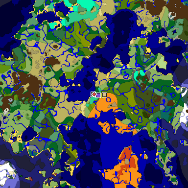 Predicted biome map of Java 26.3 seed -2312801728848131193 around estimated spawn