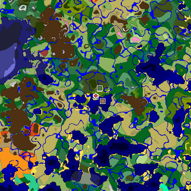 Predicted biome map of Java 26.3 seed -7628539128792938888 around estimated spawn