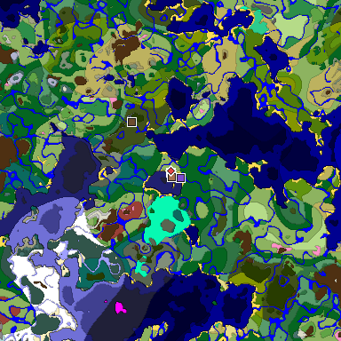 Predicted biome map of Java 26.3 seed -5108399726405487009 around estimated spawn