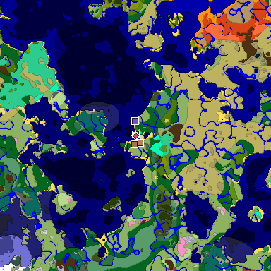 Predicted biome map of Java 26.3 seed -421812718079700802 around estimated spawn