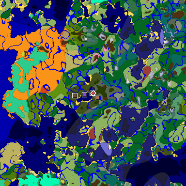 Predicted biome map of Java 26.3 seed -6725378507504085836 around estimated spawn