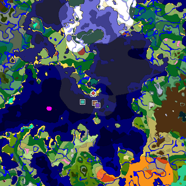 Predicted biome map of Java 26.3 seed 2172486258541075924 around estimated spawn
