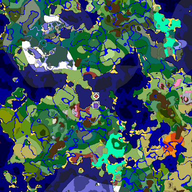 Predicted biome map of Java 26.3 seed 5272176972613044560 around estimated spawn