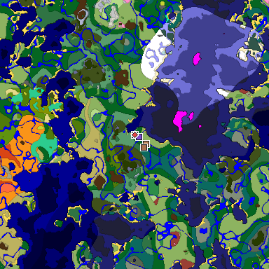 Predicted biome map of Java 26.3 seed -5376998071100825030 around estimated spawn