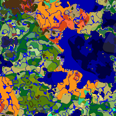 Predicted biome map of Java 26.3 seed -6018429084858453130 around estimated spawn