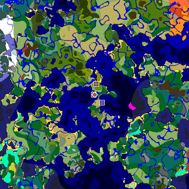 Predicted biome map of Java 26.3 seed 4987152144266973276 around estimated spawn