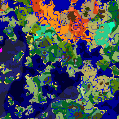 Predicted biome map of Java 26.3 seed 316700809920018848 around estimated spawn
