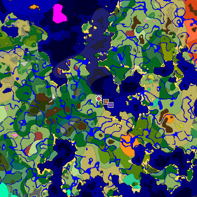 Predicted biome map of Java 26.3 seed 5935035953176308813 around estimated spawn