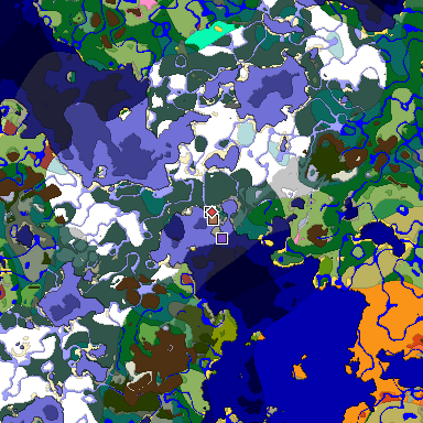Predicted biome map of Java 26.3 seed 518958102514865570 around estimated spawn