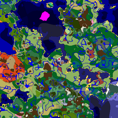 Predicted biome map of Java 26.3 seed -7534784544050766708 around estimated spawn