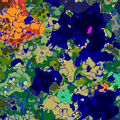 Predicted biome map of Java 26.3 seed -2788334769307795399 around estimated spawn