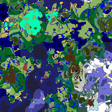 Predicted biome map of Java 26.3 seed -4396553939280810939 around estimated spawn