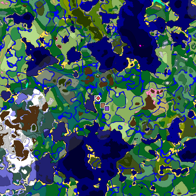 Predicted biome map of Java 26.3 seed -4584155526953067375 around estimated spawn