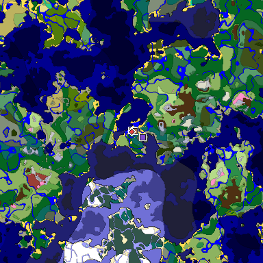 Predicted biome map of Java 26.3 seed -1705040719391838677 around estimated spawn