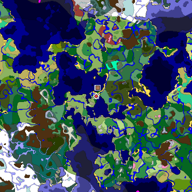 Predicted biome map of Java 26.3 seed -2290627840670316319 around estimated spawn