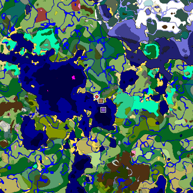 Predicted biome map of Java 26.3 seed -4497668480176600451 around estimated spawn