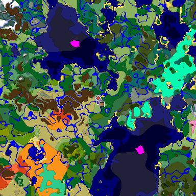 Predicted biome map of Java 26.3 seed -3844003291080536122 around estimated spawn