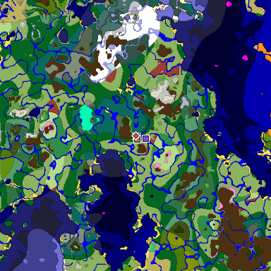 Predicted biome map of Java 26.3 seed 1848164119108582192 around estimated spawn