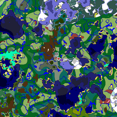 Predicted biome map of Java 26.3 seed -666862457577792817 around estimated spawn