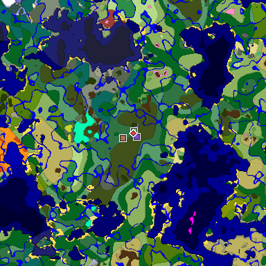 Predicted biome map of Java 26.3 seed -3725684208773173906 around estimated spawn