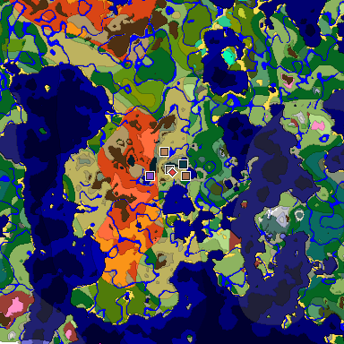 Predicted biome map of Java 26.3 seed 692667429647085939 around estimated spawn