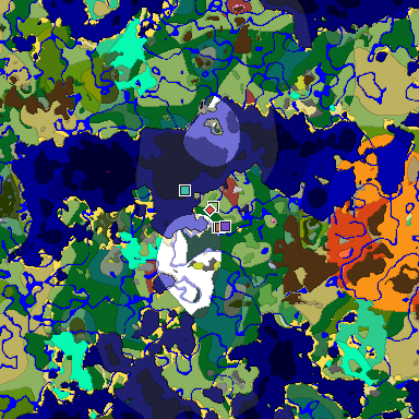 Predicted biome map of Java 26.3 seed -3819927715114541445 around estimated spawn