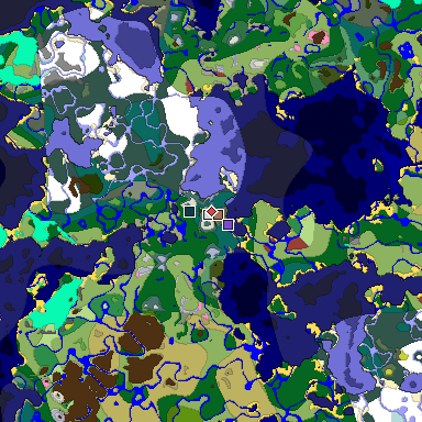 Predicted biome map of Java 26.3 seed -2326790174759802419 around estimated spawn
