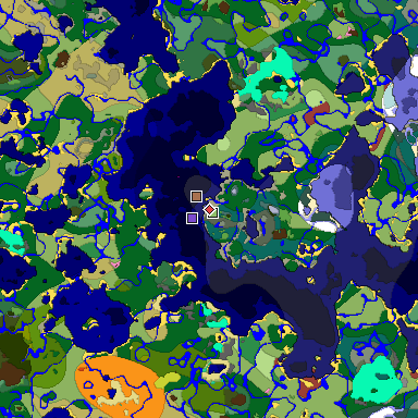Predicted biome map of Java 26.3 seed 5694056969874791894 around estimated spawn