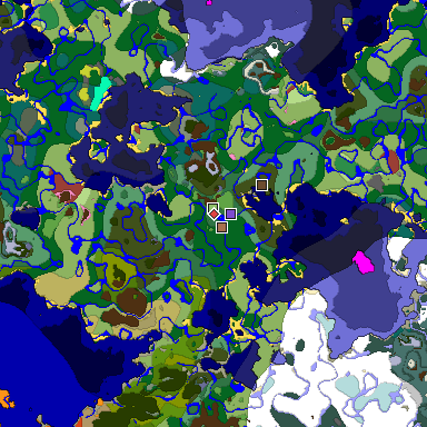 Predicted biome map of Java 26.3 seed 3486763698856309635 around estimated spawn