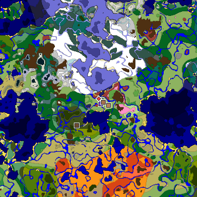 Predicted biome map of Java 26.3 seed 8487563595157486949 around estimated spawn