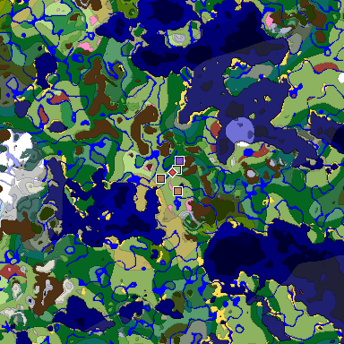 Predicted biome map of Java 26.3 seed 8233540514240630278 around estimated spawn