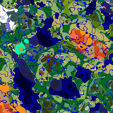Predicted biome map of Java 26.3 seed 4192051157145472715 around estimated spawn