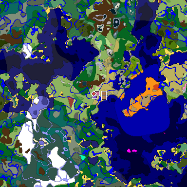 Predicted biome map of Java 26.3 seed 8041790253852401122 around estimated spawn