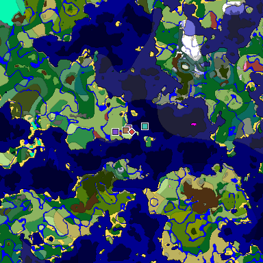 Predicted biome map of Java 26.3 seed 4420021906490310733 around estimated spawn