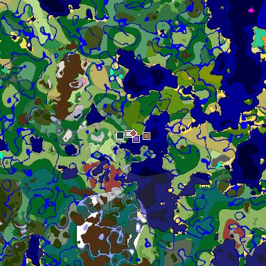 Predicted biome map of Java 26.3 seed 7400033028028169218 around estimated spawn