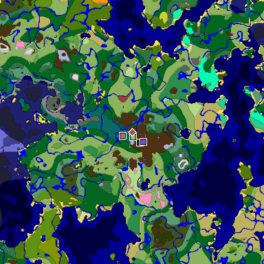Predicted biome map of Java 26.3 seed -1539117171212944542 around estimated spawn